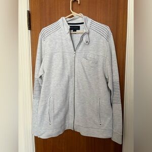INC INTERNATIONAL CONCEPTS  MEN’S GRAY/BLACK  FULL ZIP JACKET/SWEATER SZ L EUC